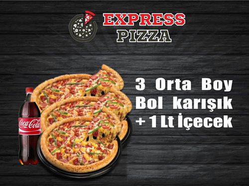 3 Orta Boy Bol Karışık +1Lt İçecek