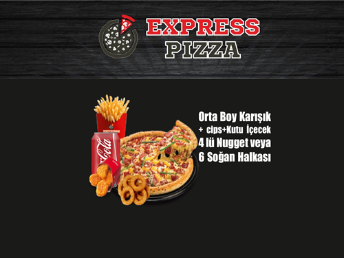 Orta Boy Karışık + Cips + Kutu İçecek 4 Lü Nugget 6 Soğan Halkası